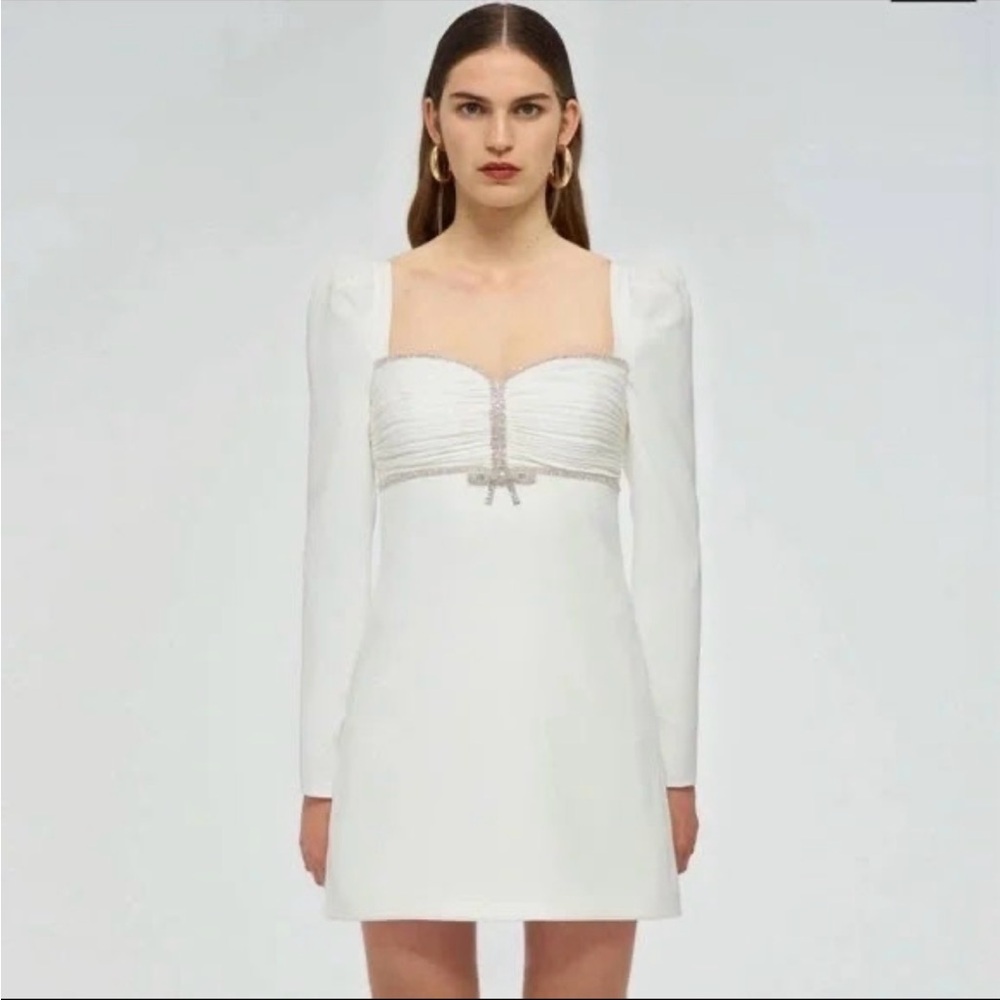 Self-Portrait White Long Sleeve Dress